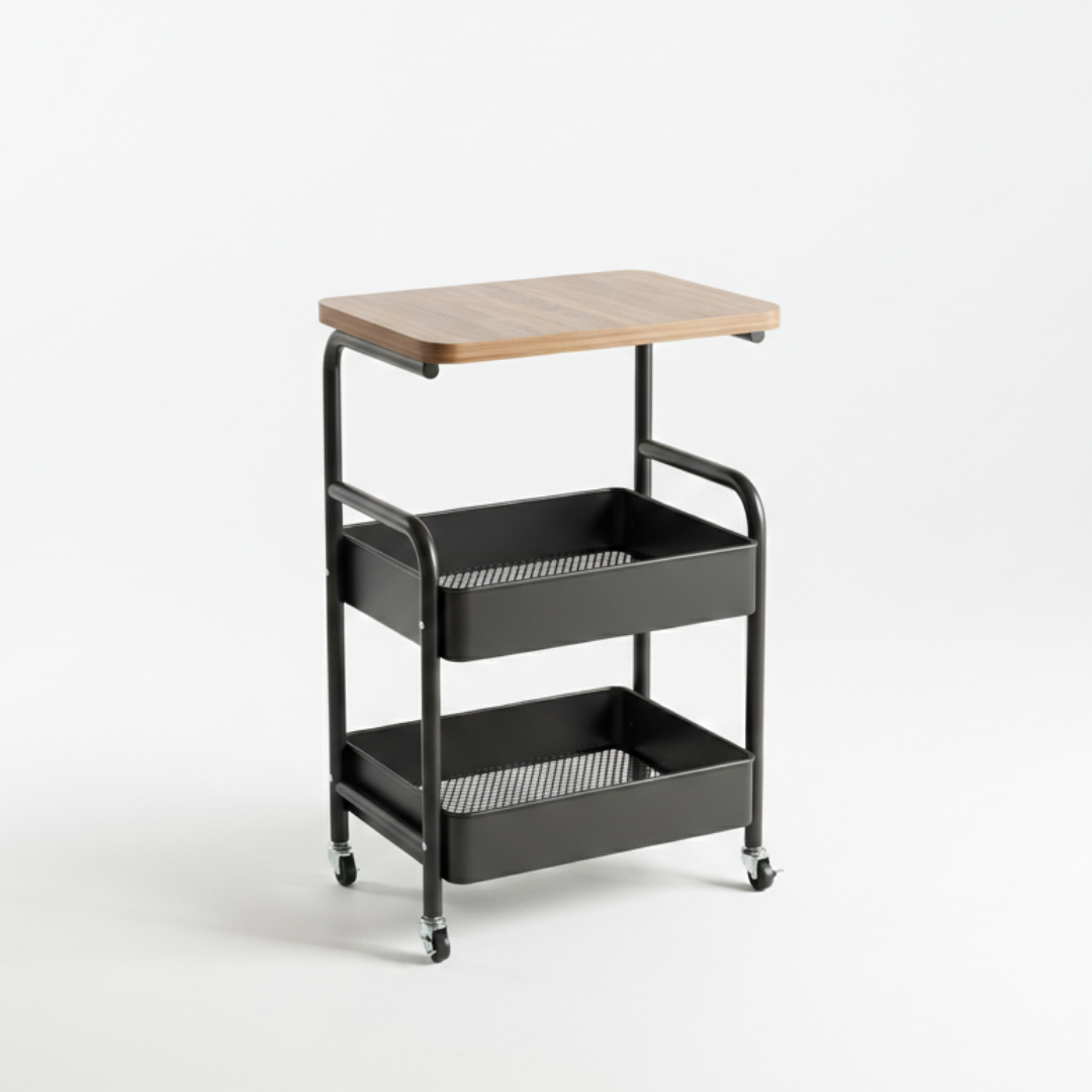 Pokretna polica sa drvenom pločom