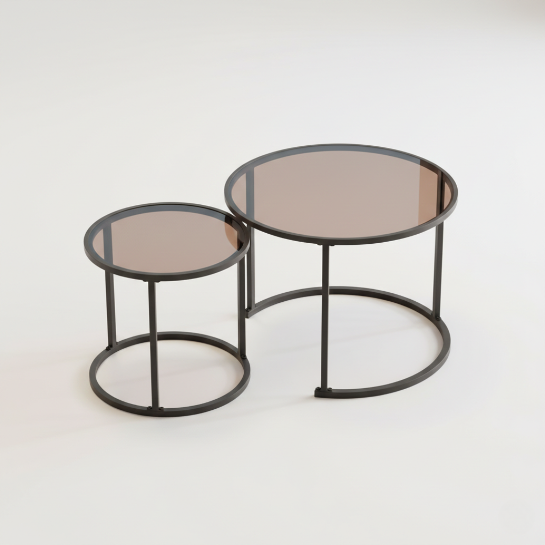 Set okruglih staklenih stočića